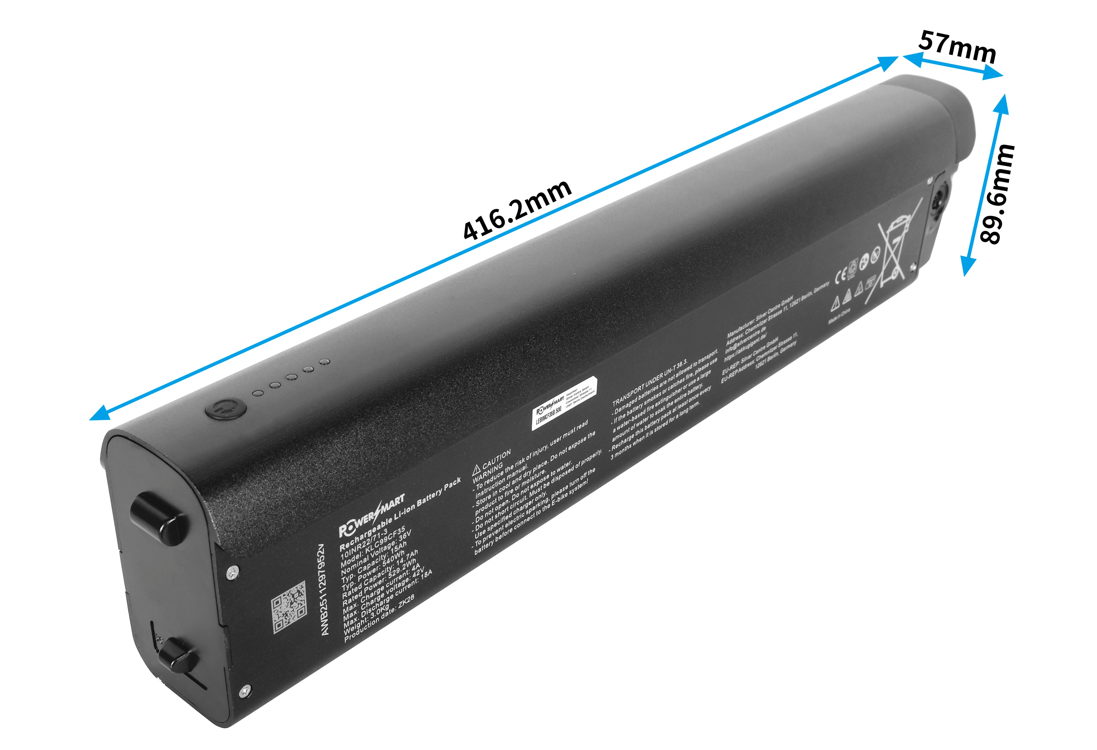 QonQer E-Bike Accu 36V 15Ah (540Wh) voor Sports & Comfort | Samsung Cellen | Compatibel met QWIC